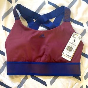 NWT adidas Believe This Adilife Bra Vcitory Crimson/Victory Blue Size Small